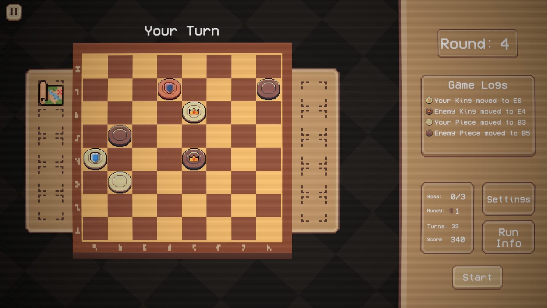 A mid-run board part-way through round 4