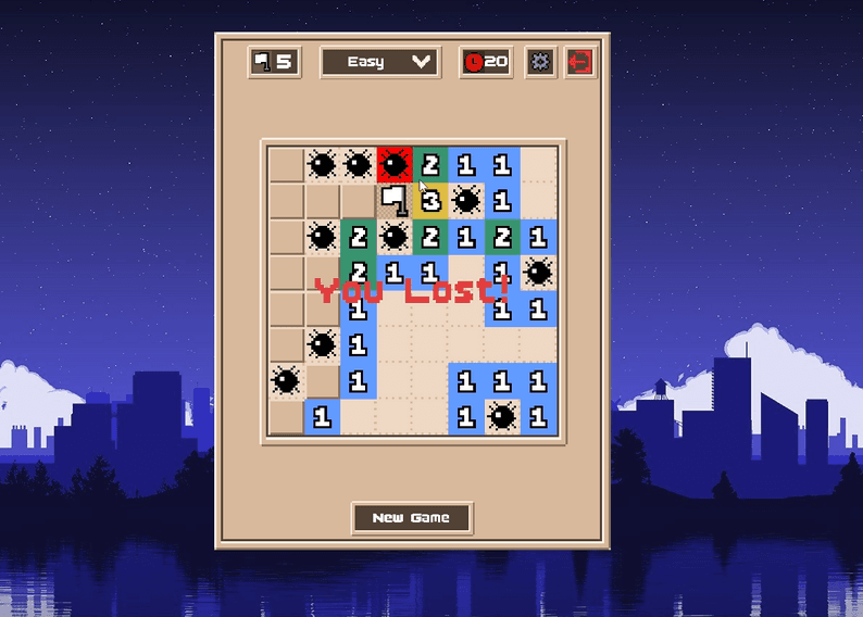 A lost game, with every mine revealed